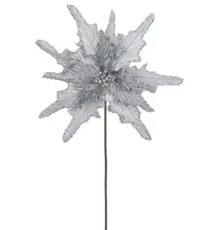 14.5" Silver Velvet Poinsettia