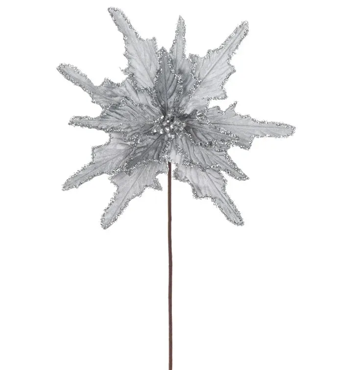 14.5" Silver Velvet Poinsettia