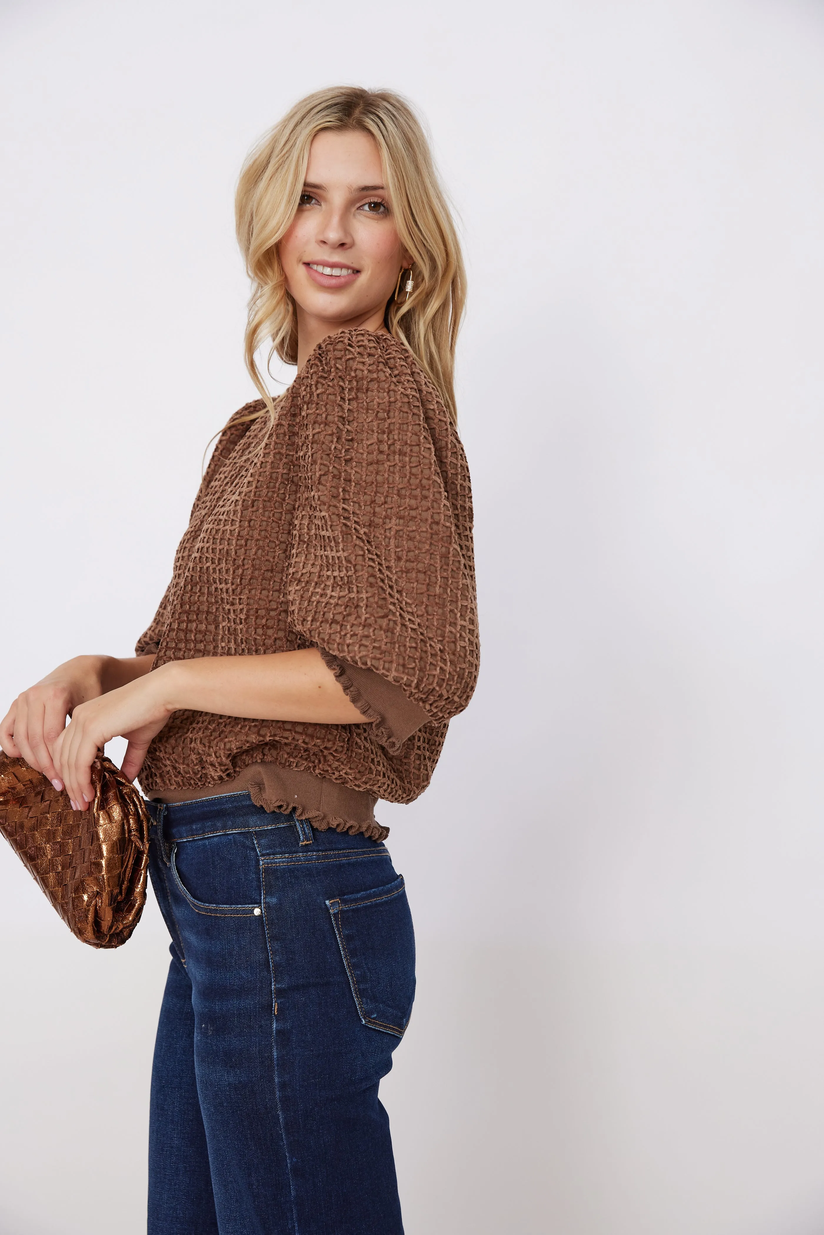 Abi Textured Puff Sleeve Top