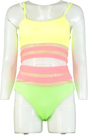 Always On Holiday Yellow, Green & Pink Strappy Swimsuit UK S
