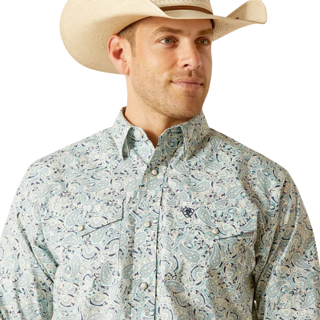 Ariat Mens Blue Emery Long Sleeve Snap-Button Western Shirt