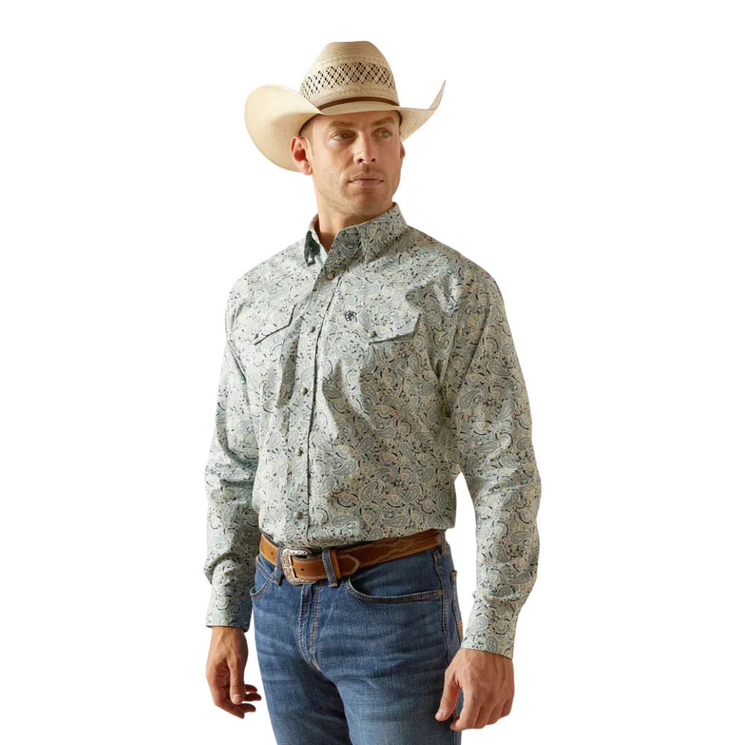 Ariat Mens Blue Emery Long Sleeve Snap-Button Western Shirt