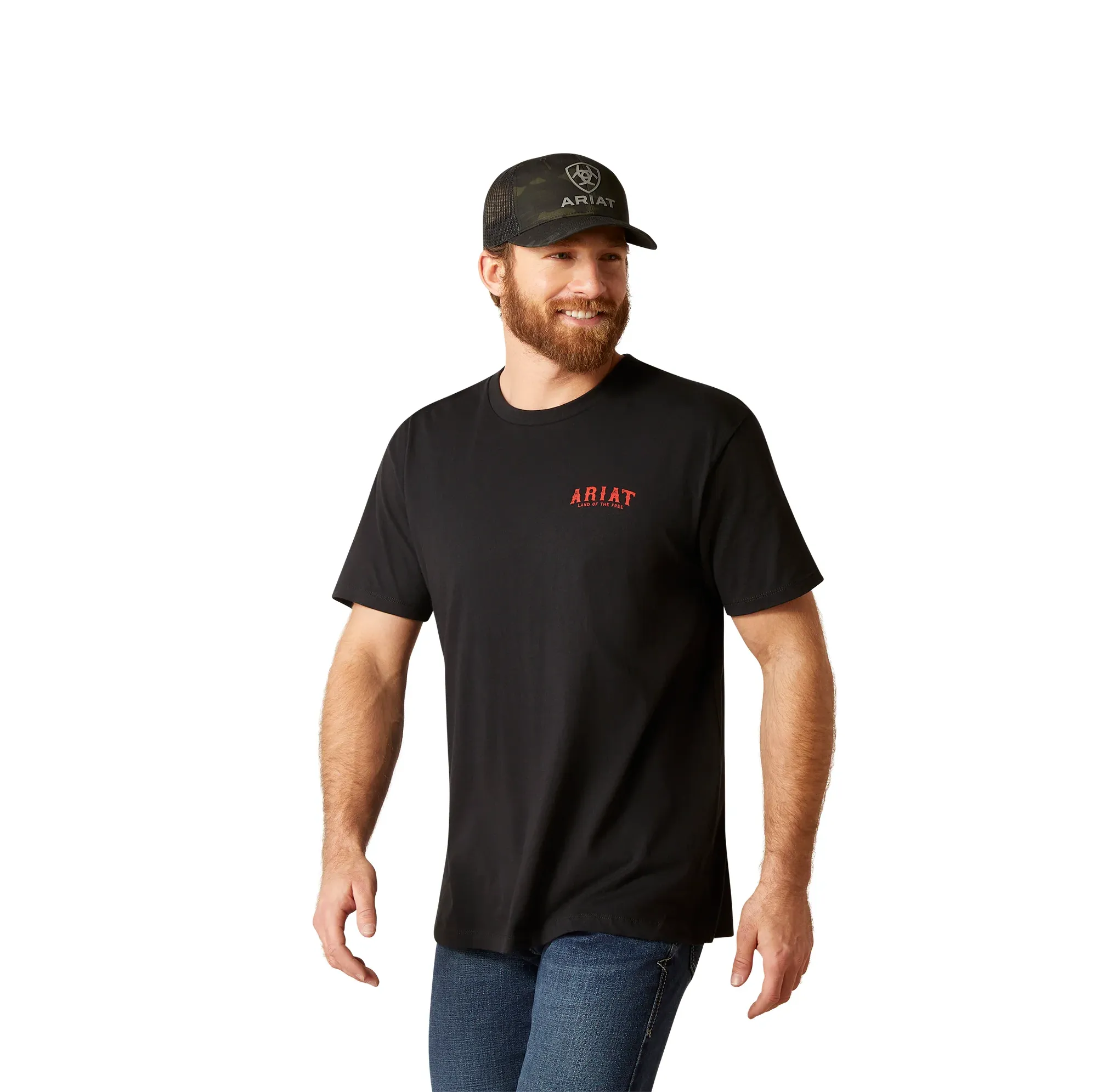 Ariat Men's Western Vertical Flag Graphic Black T-Shirt