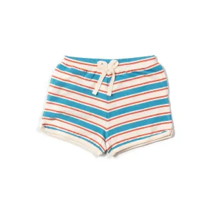 Blue and Walnut Stripe Run Around Shorts - 2 Left Size 3-4 & 4-5 years