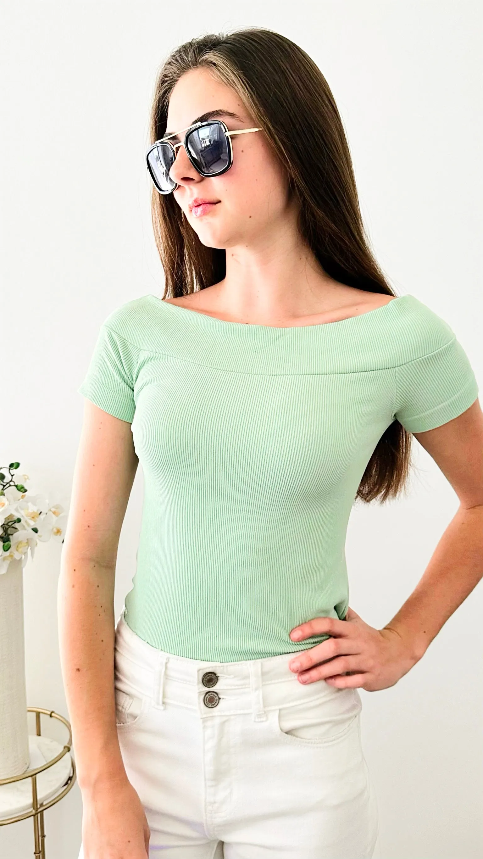 Brazilian Boatneck w/ Cap Sleeves Top