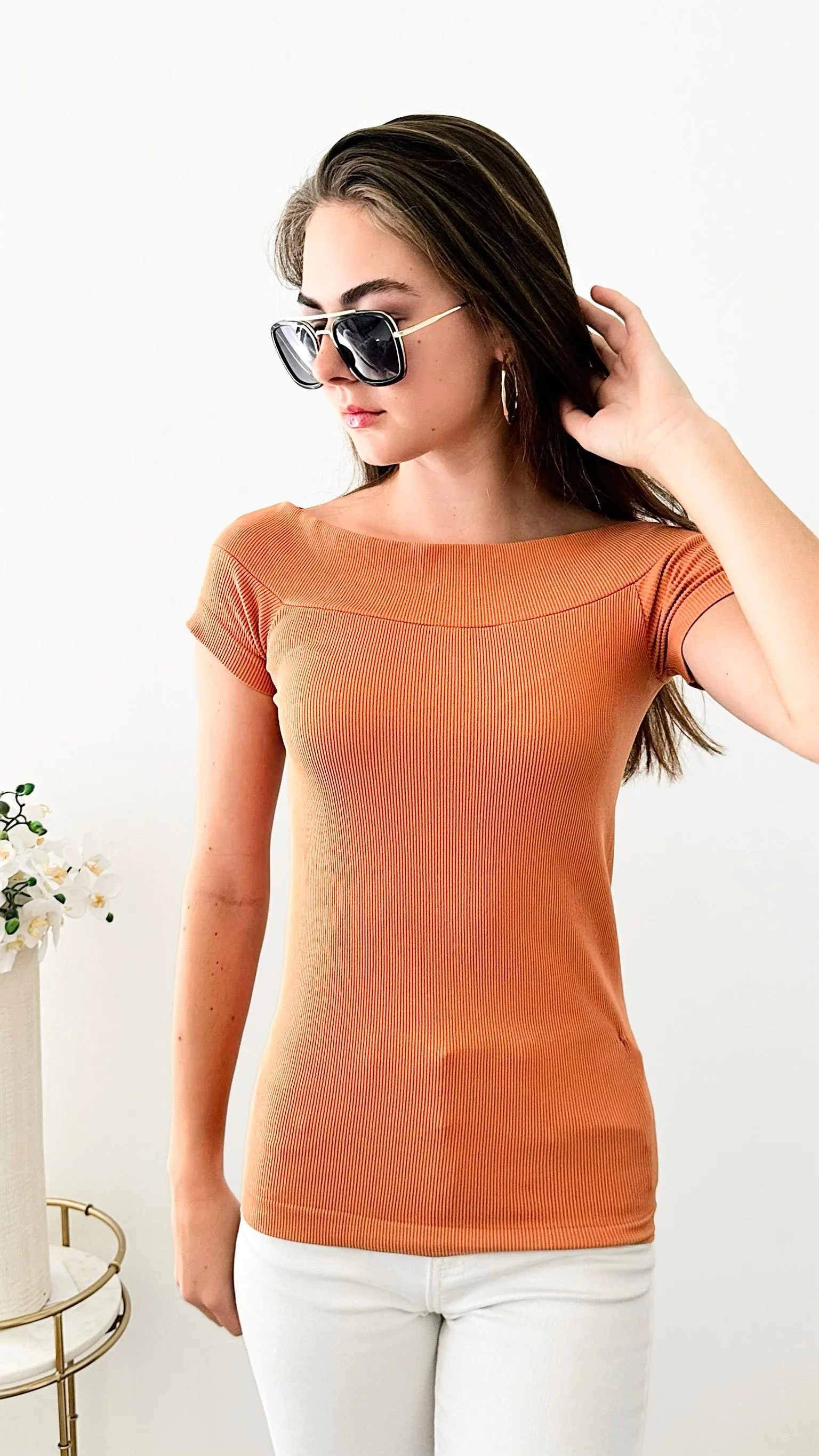 Brazilian Boatneck w/ Cap Sleeves Top