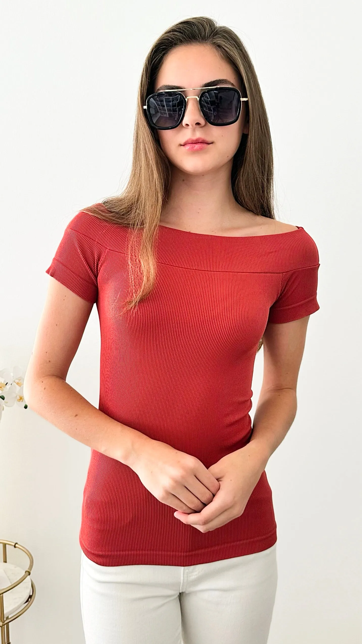 Brazilian Boatneck w/ Cap Sleeves Top