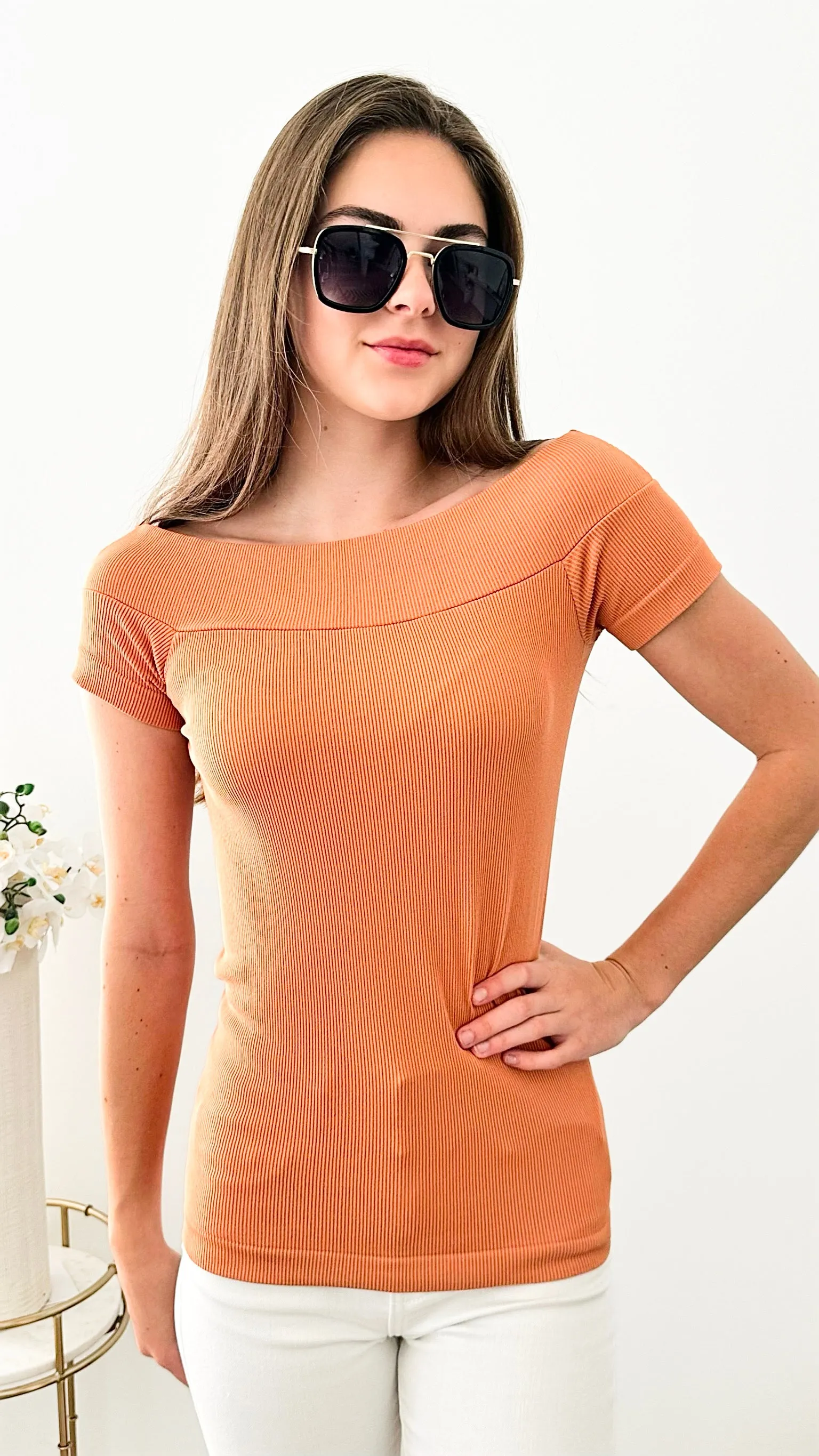 Brazilian Boatneck w/ Cap Sleeves Top