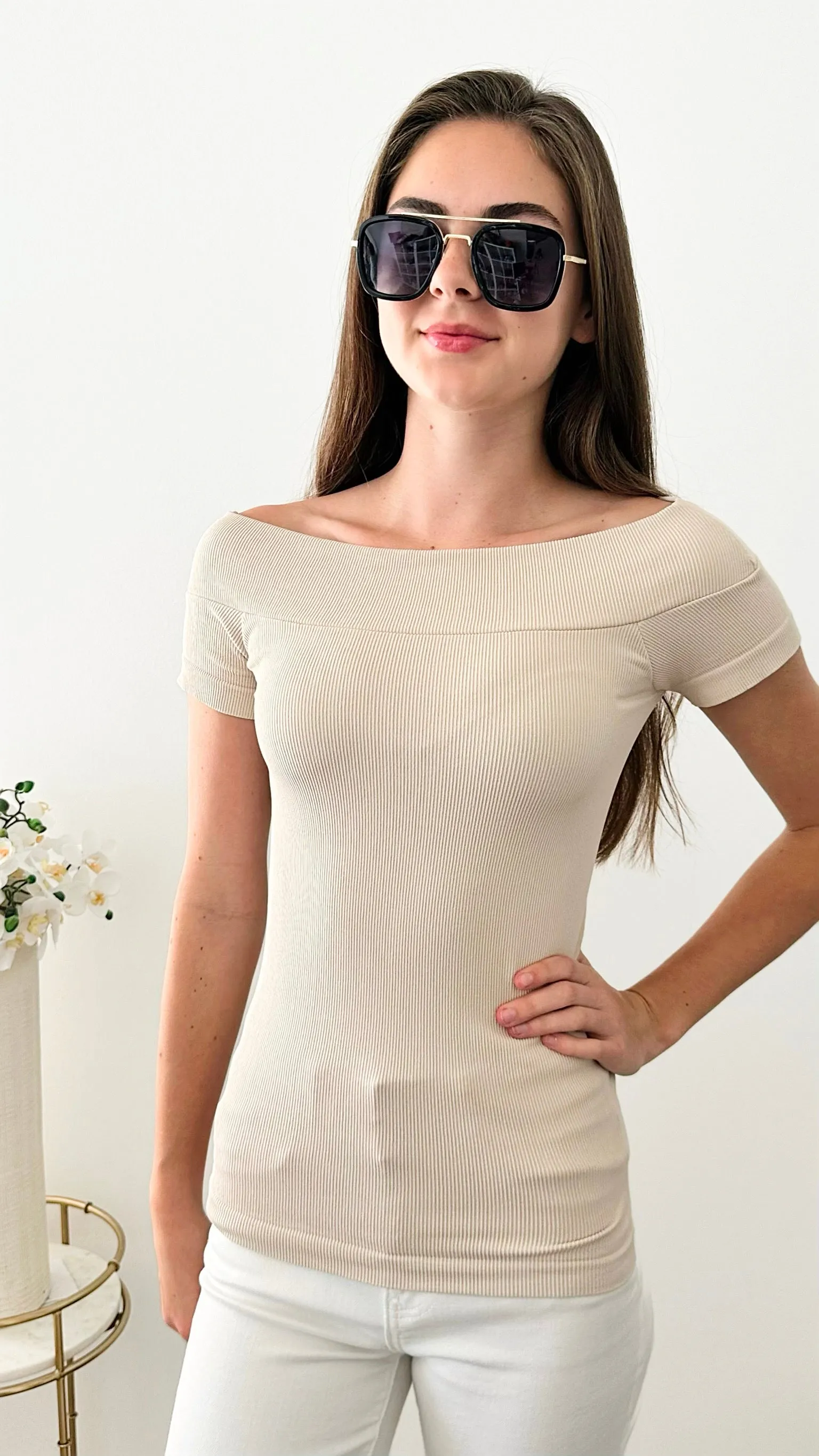 Brazilian Boatneck w/ Cap Sleeves Top