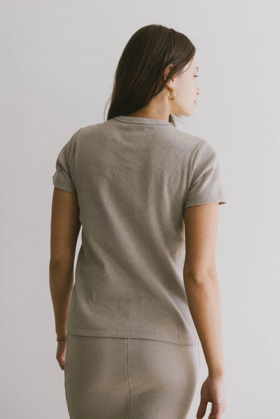 Calais Ribbed Top in Taupe