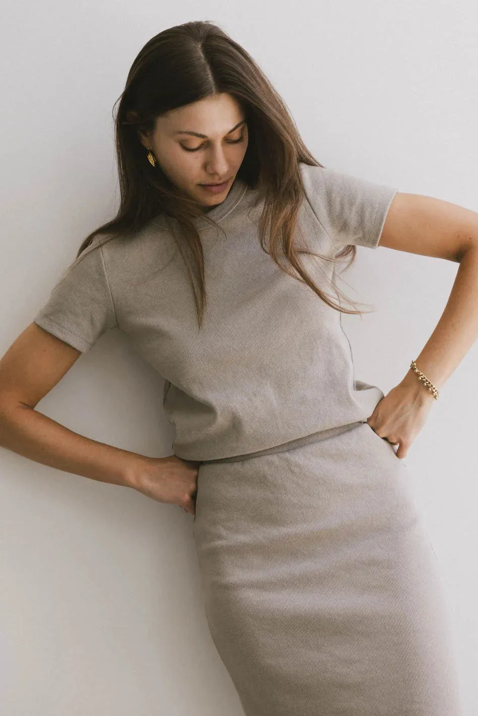 Calais Ribbed Top in Taupe