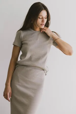 Calais Ribbed Top in Taupe