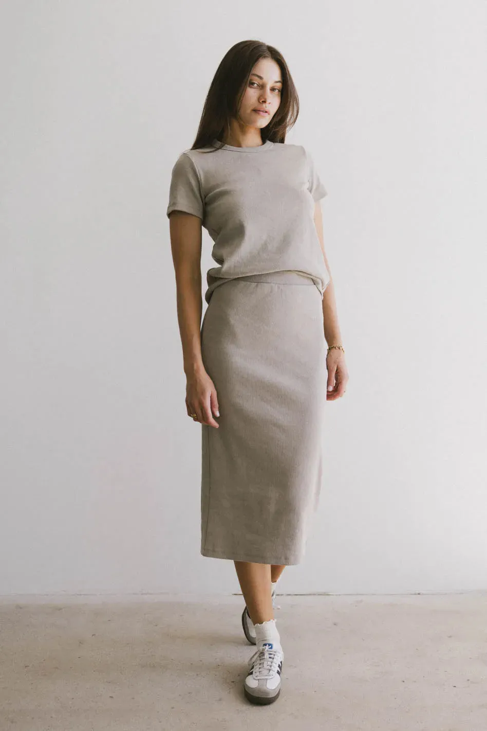 Calais Ribbed Top in Taupe
