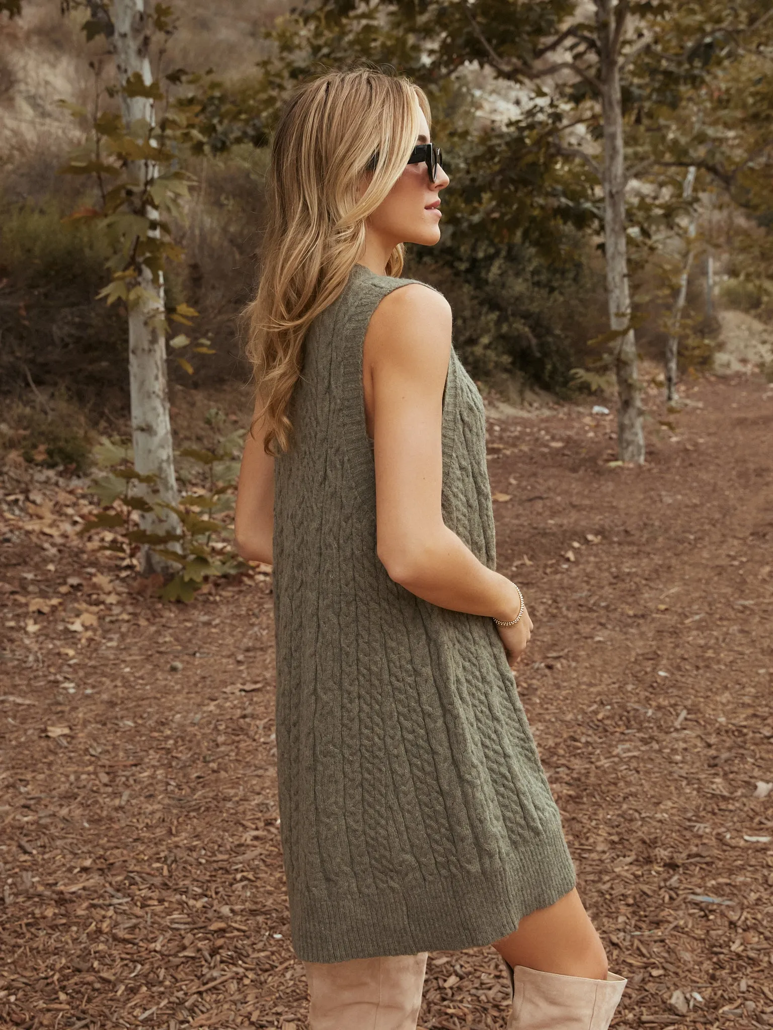Cari Knit Sweater Dress in Olive