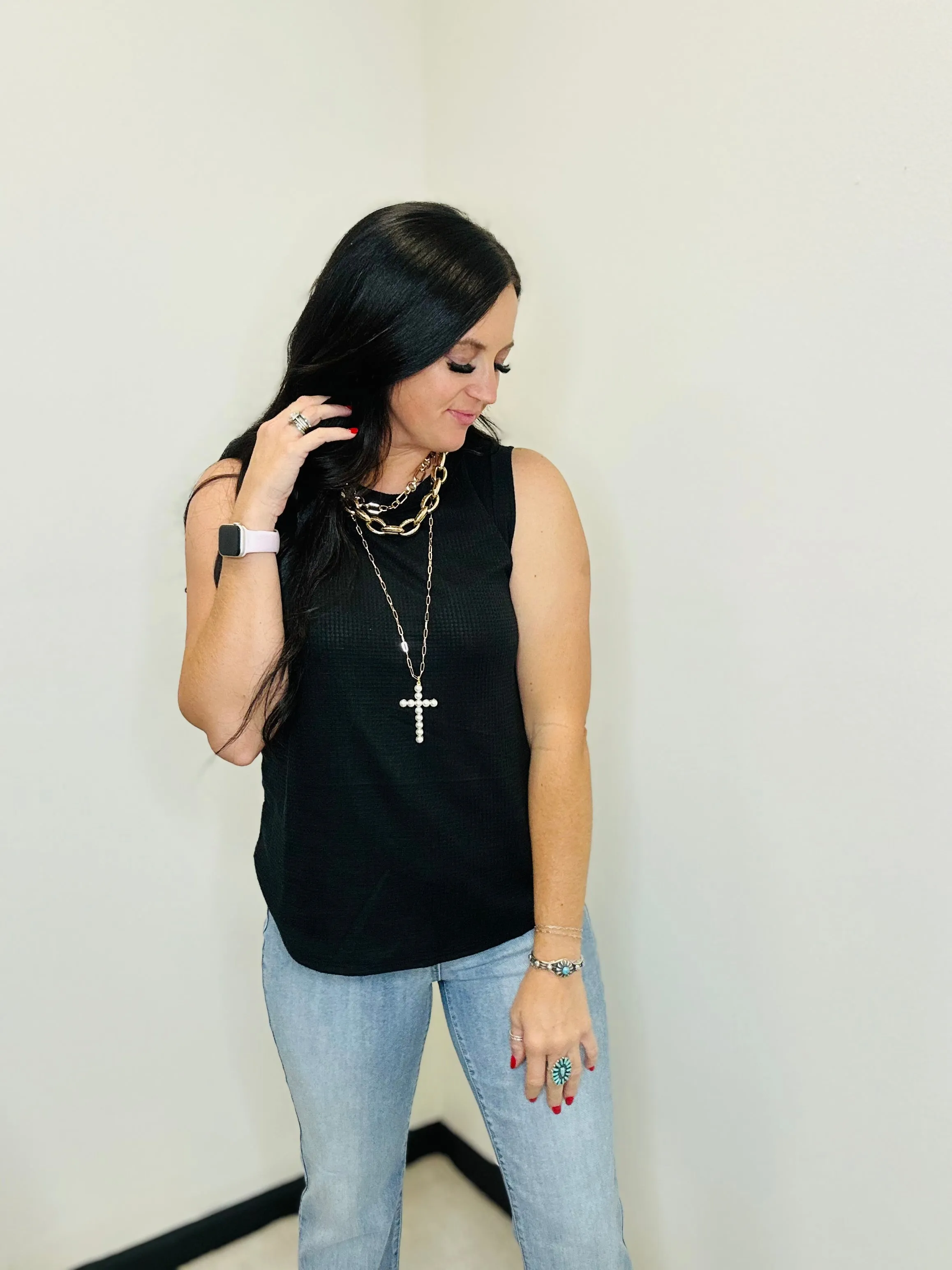 Catalina Casual Black Tank Top