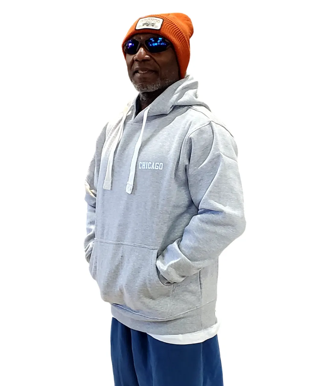 Chicago Fleece Pull Over Hoodie Grey