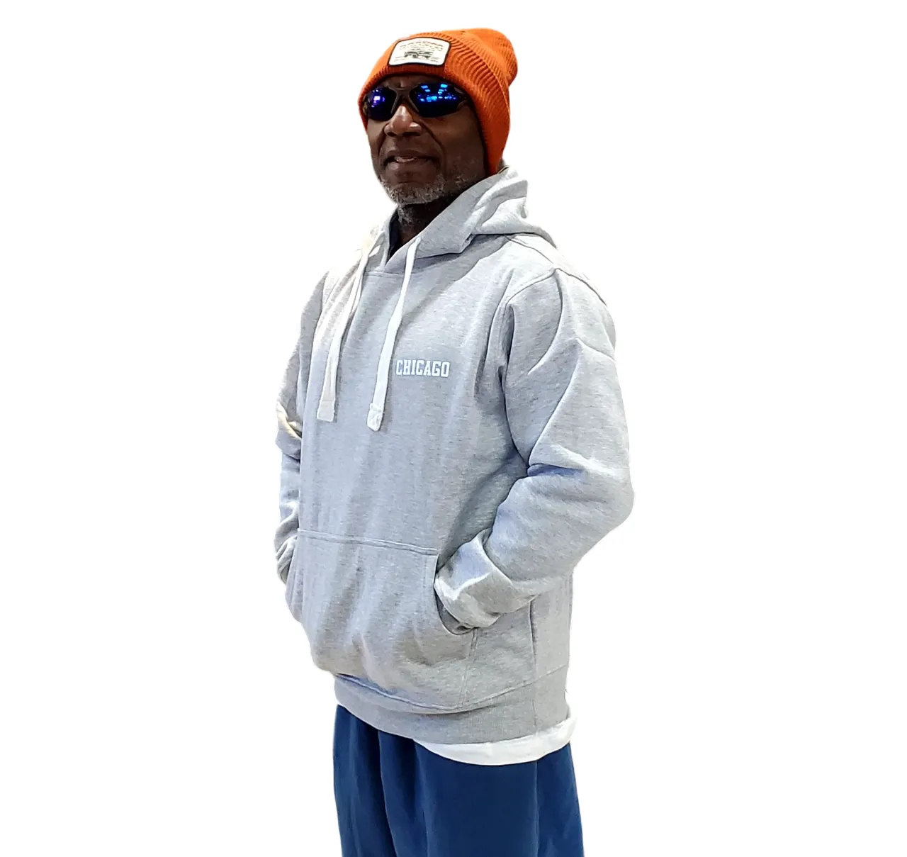Chicago Fleece Pull Over Hoodie Grey