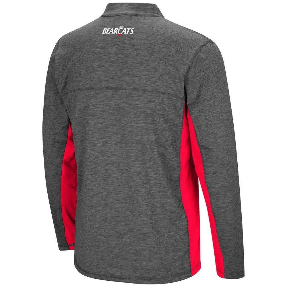 Cincinnati Bearcats Colosseum Charcoal Gray & Red Milton 1/4 Zip LS Windshirt