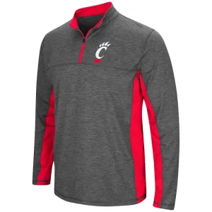 Cincinnati Bearcats Colosseum Charcoal Gray & Red Milton 1/4 Zip LS Windshirt