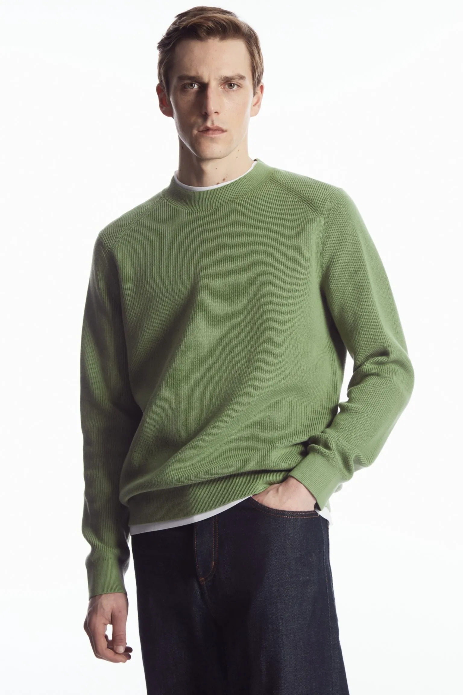 Cos Rib Knit Sweater, Khaki
