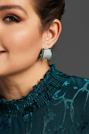 Curveins Stylish Purple Green Gemstone Earrings