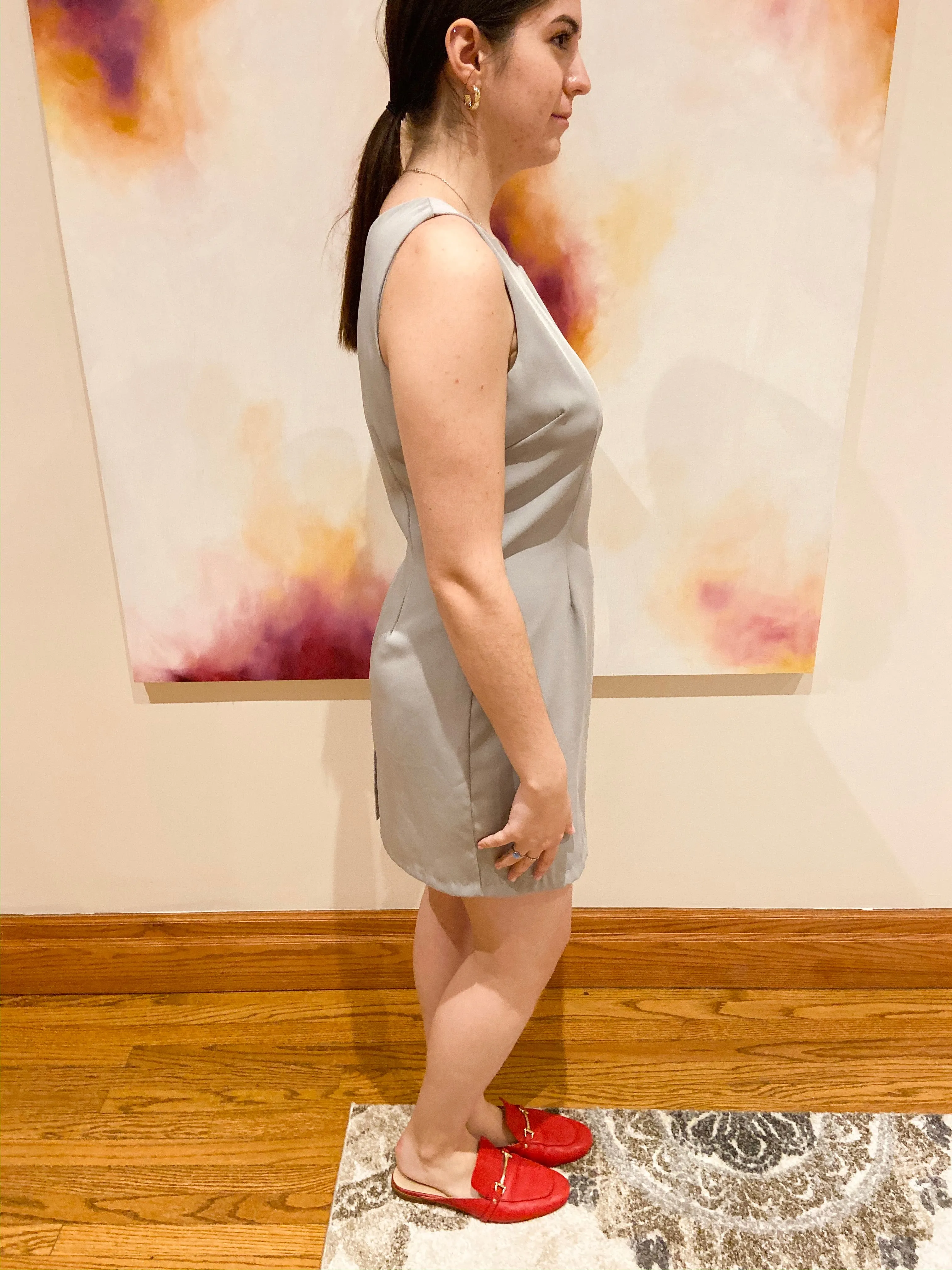 Essence Grey Tailored Sheath Dress - Medium
