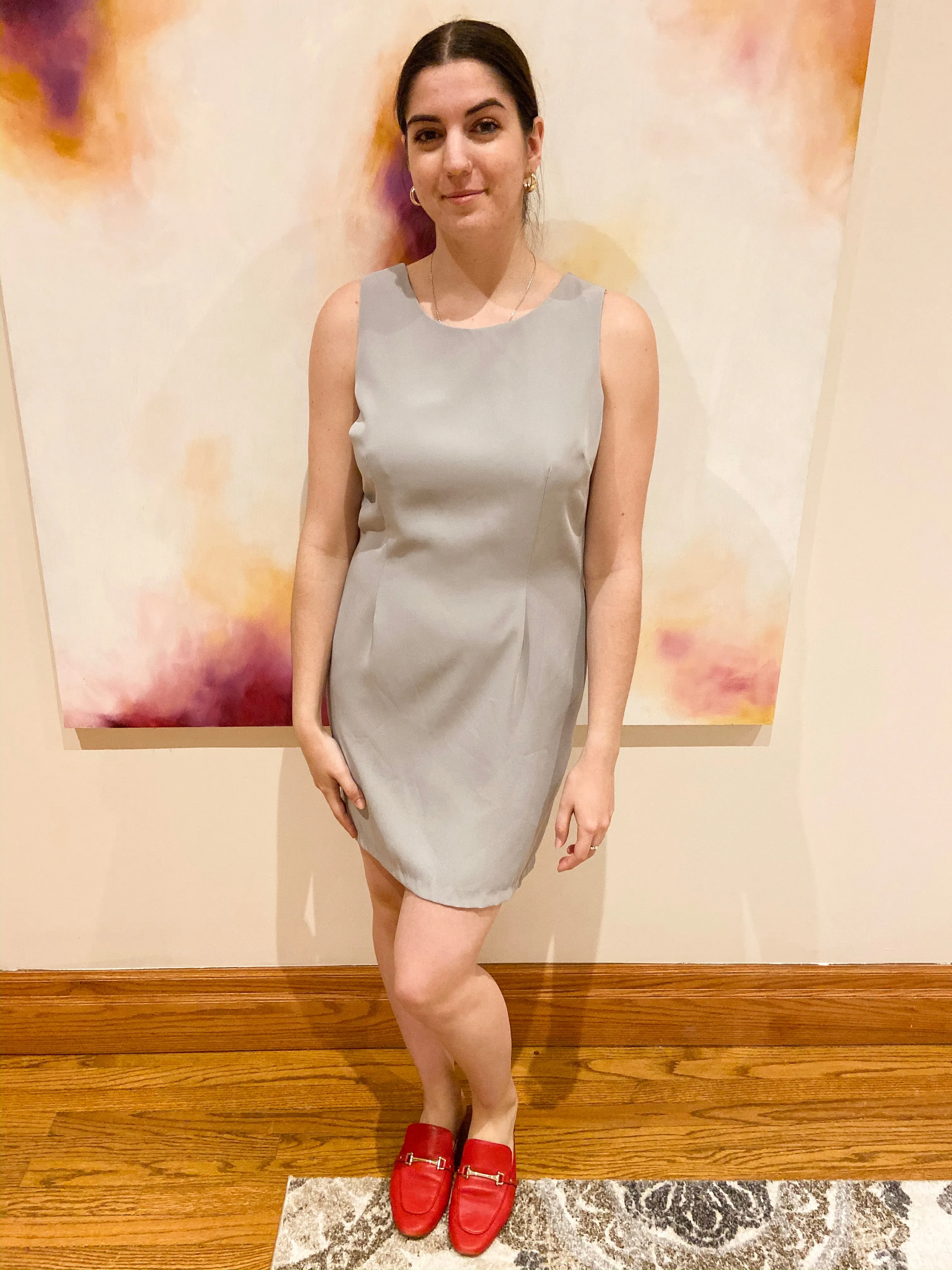 Essence Grey Tailored Sheath Dress - Medium