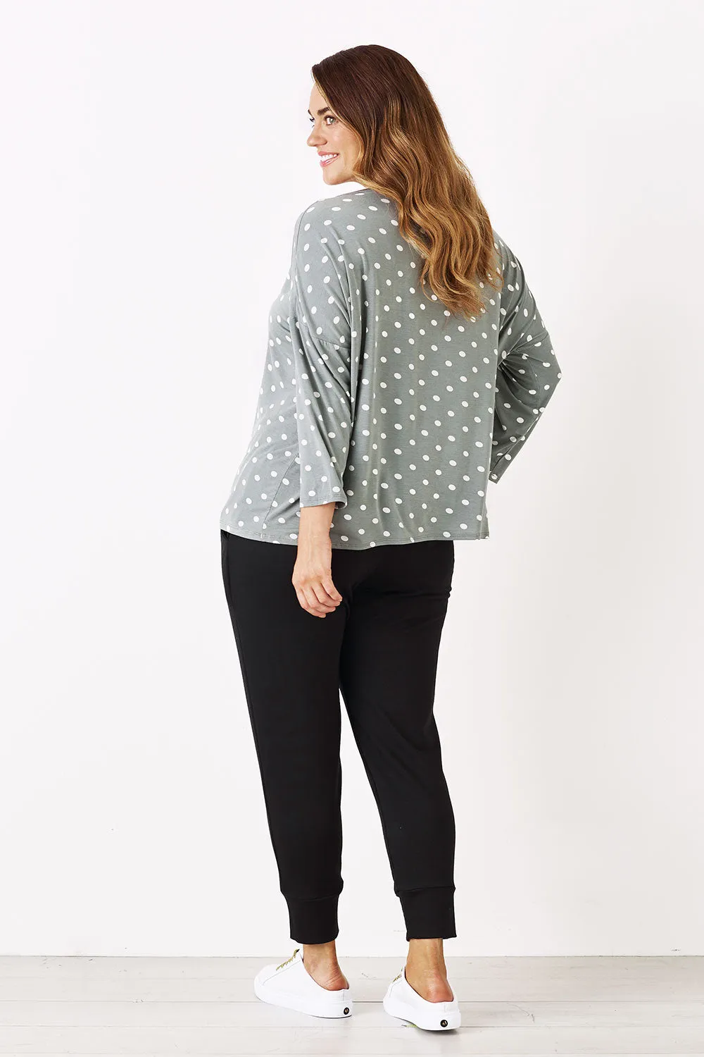 Essential Long Sleeve Spotted Top Aloe