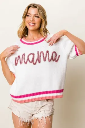 Explore More Collection - BiBi MAMA Contrast Trim Short Sleeve Sweater