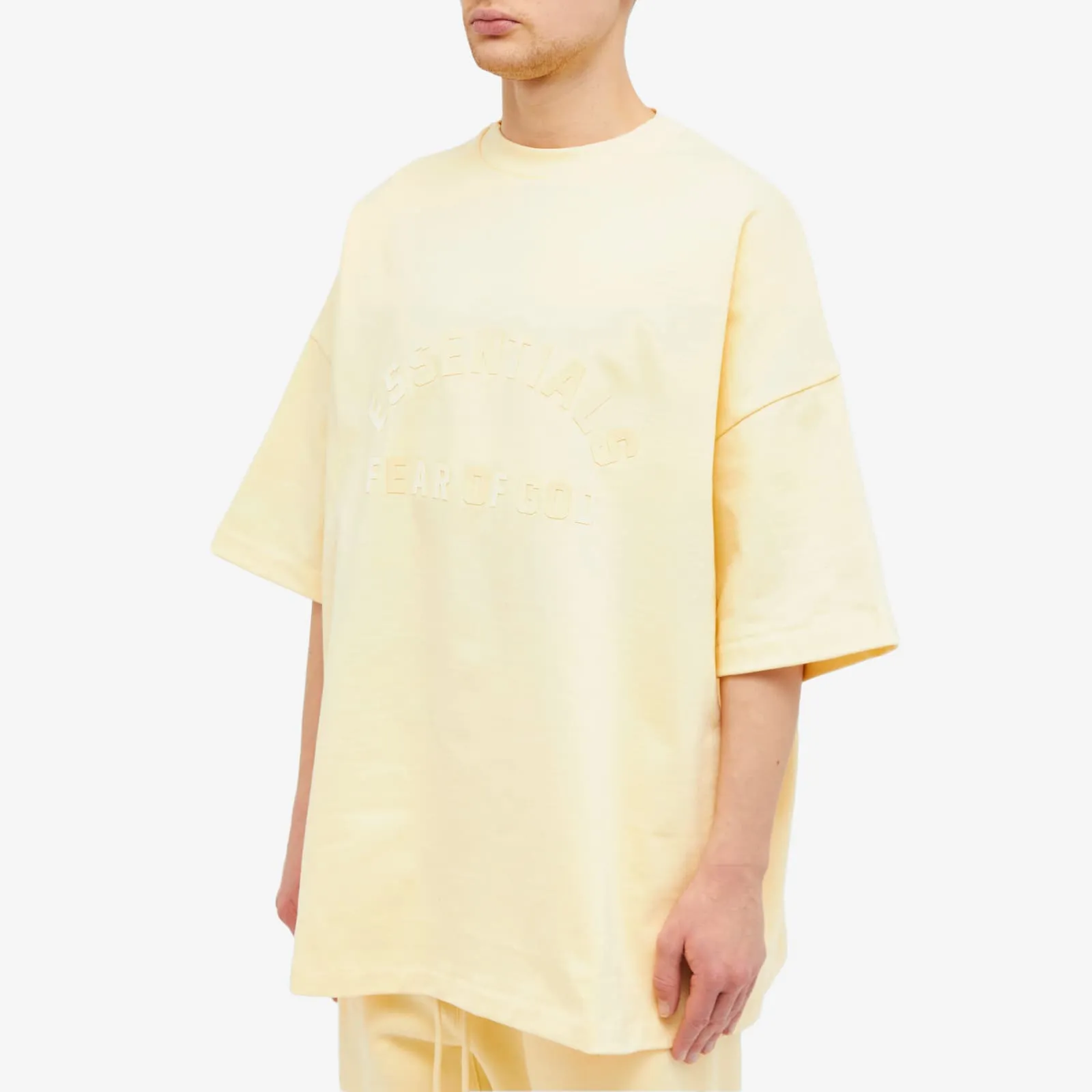 Fear Of God Essentials Spring Printed Logo Tee in Garden Yellow