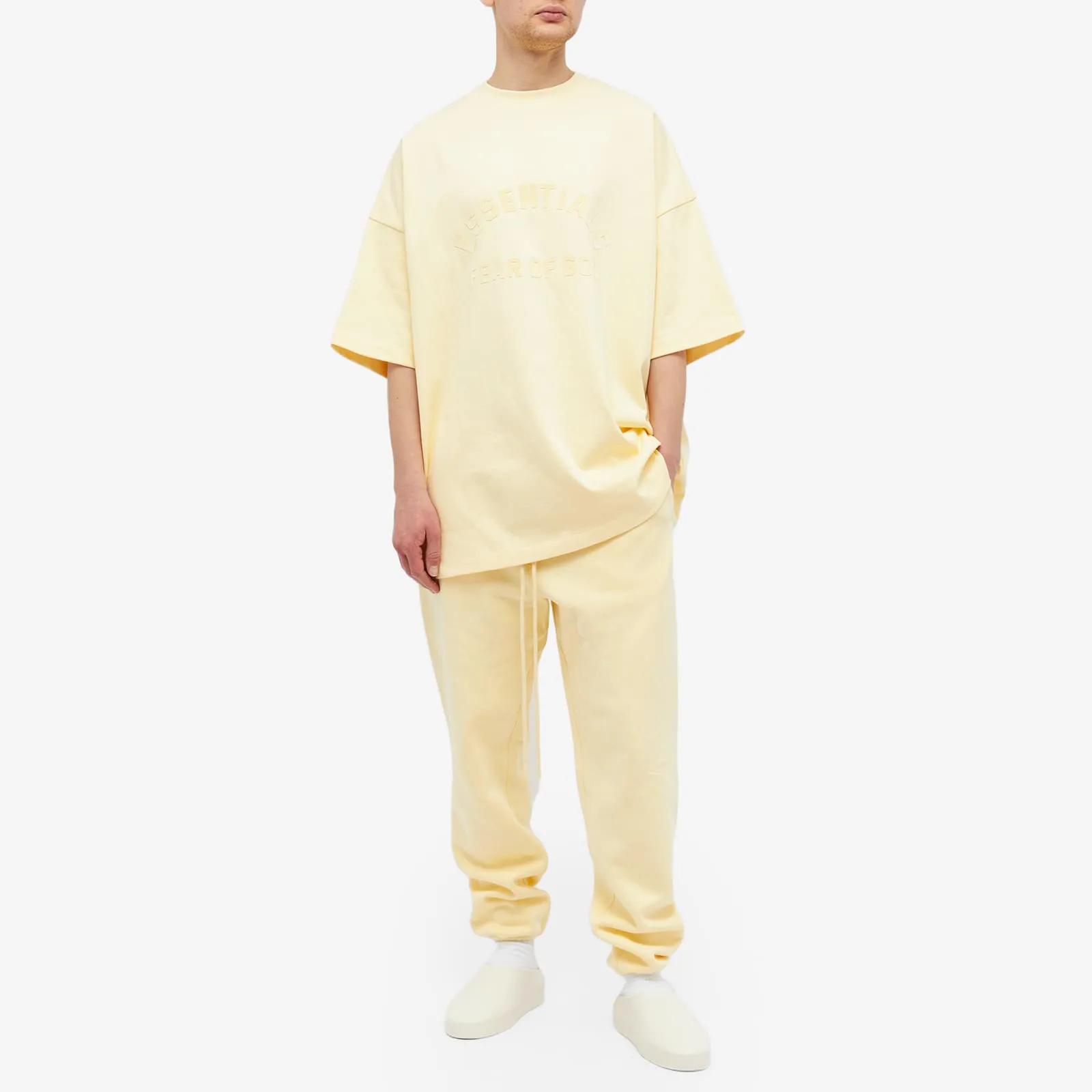 Fear Of God Essentials Spring Printed Logo Tee in Garden Yellow