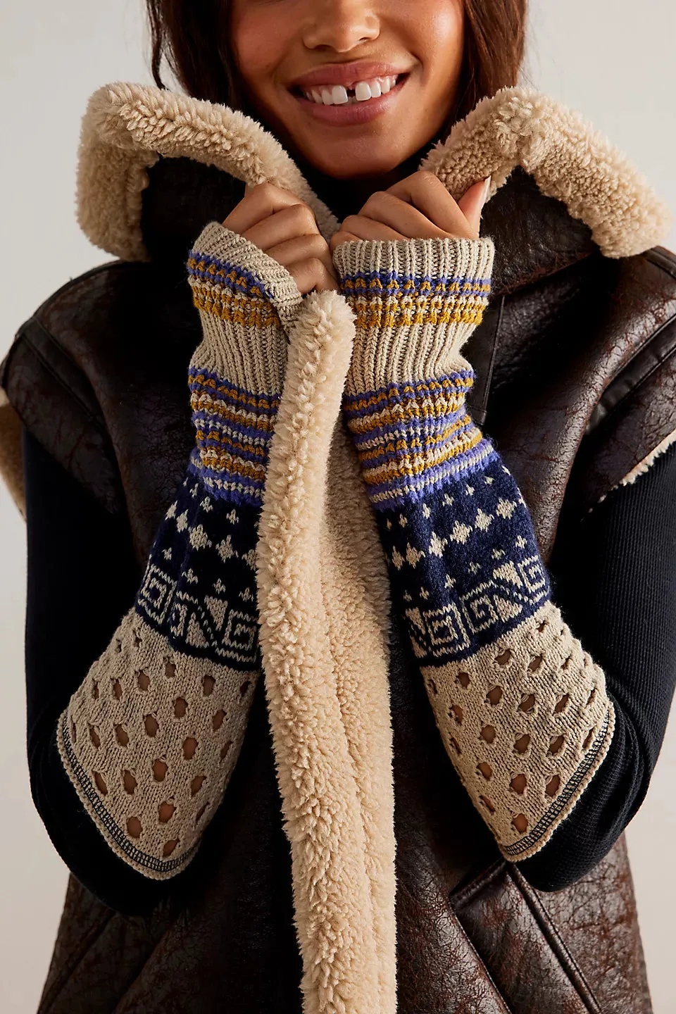 Free People Cozy Craft Cuff  - Black Combo