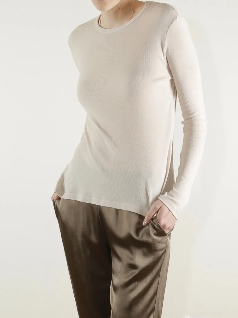 Jimmy Long-Sleeve Tee in Lightweight Rib - Cement