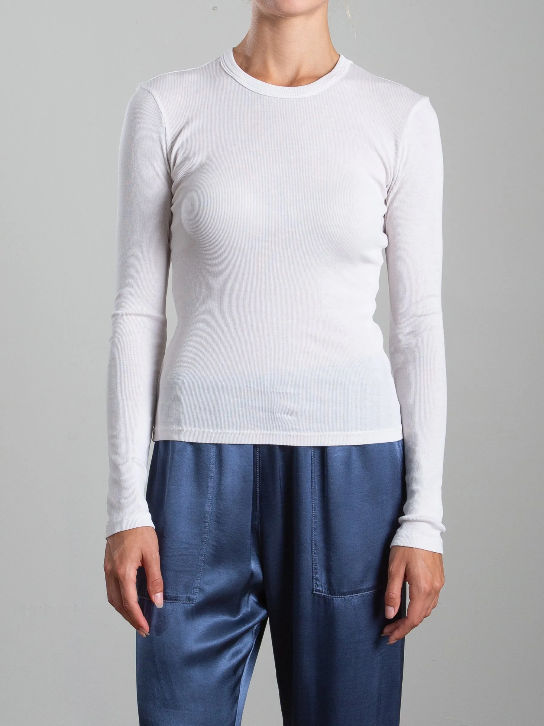 Jimmy Long-Sleeve Tee in Lightweight Rib - Fog