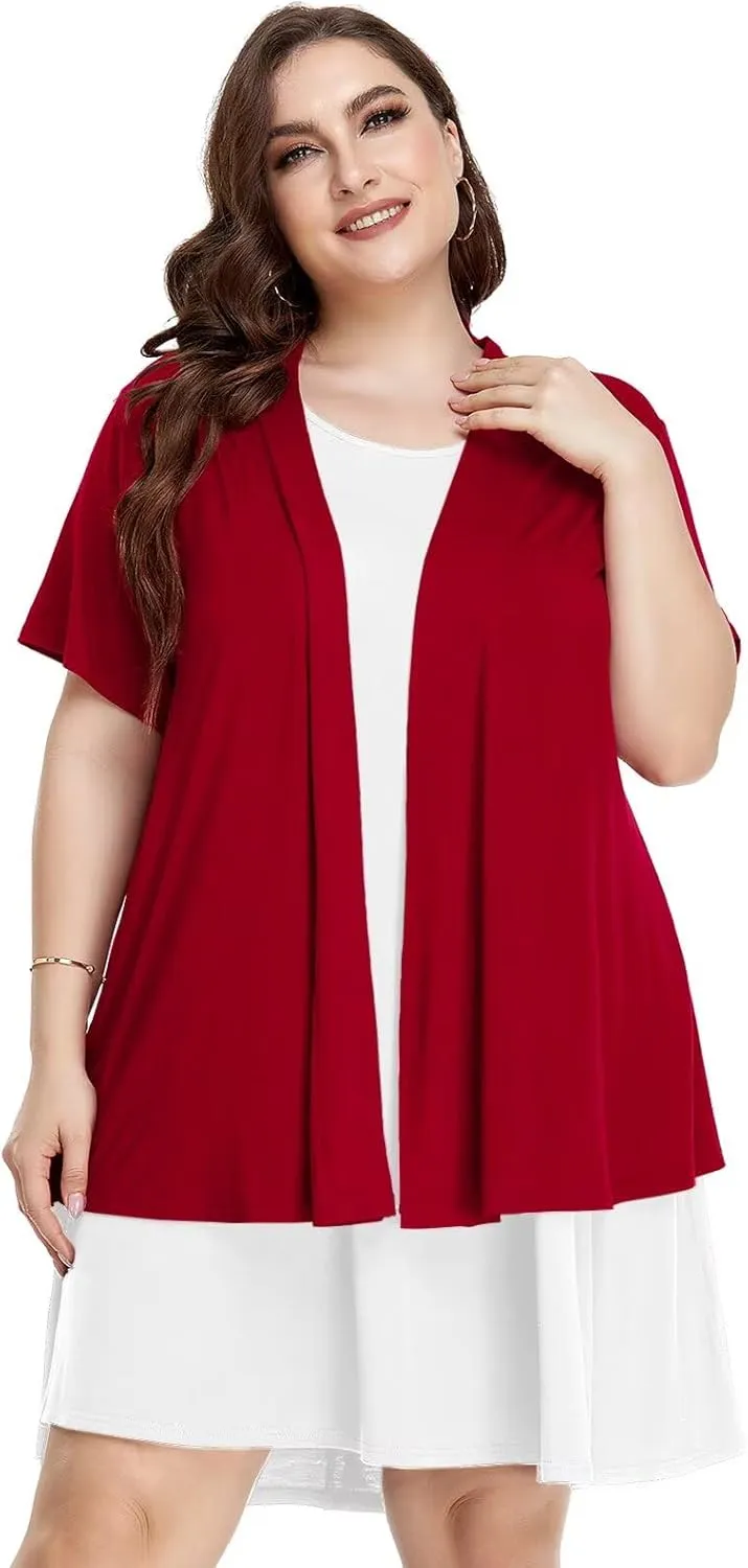 LARACE Short Sleeve Cardigans for Womens Summer Tops Casual Plus Size Open Front Lightweight Cover Up