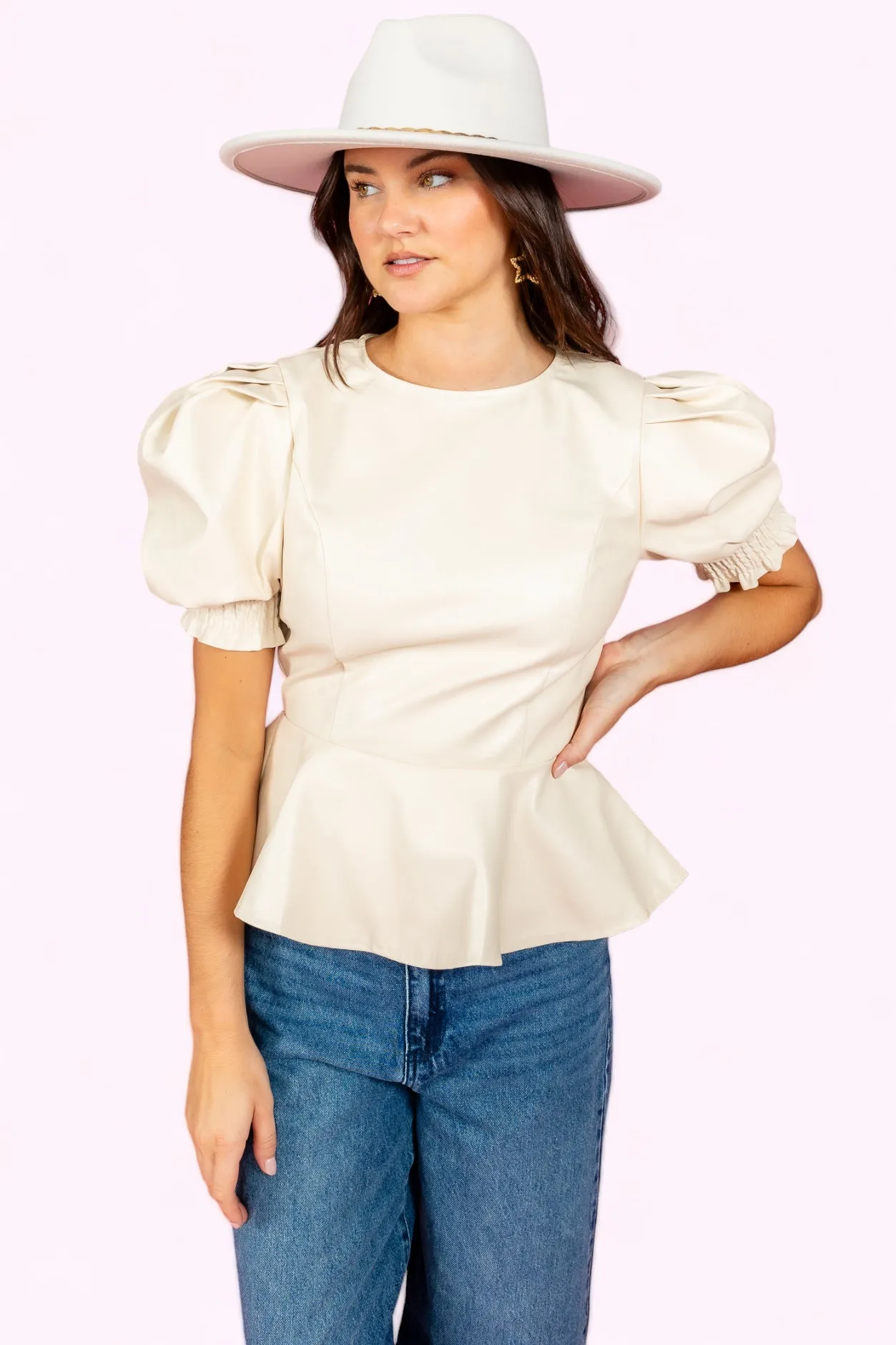 Let's Get It On Top Faux Leather Top
