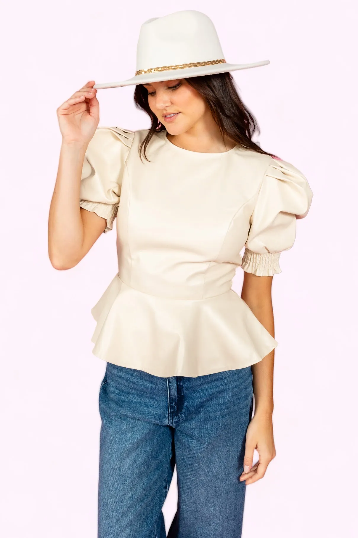 Let's Get It On Top Faux Leather Top