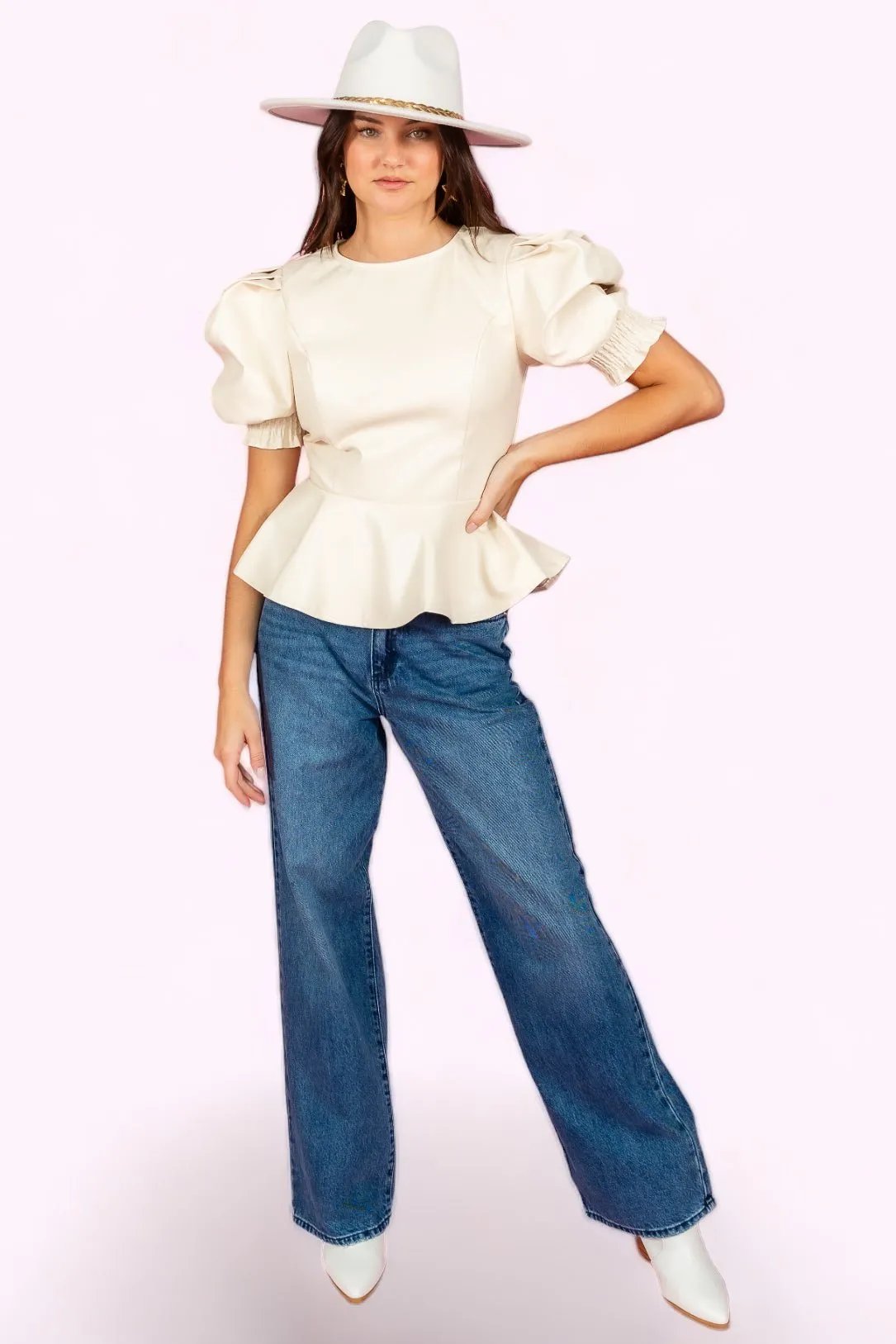 Let's Get It On Top Faux Leather Top