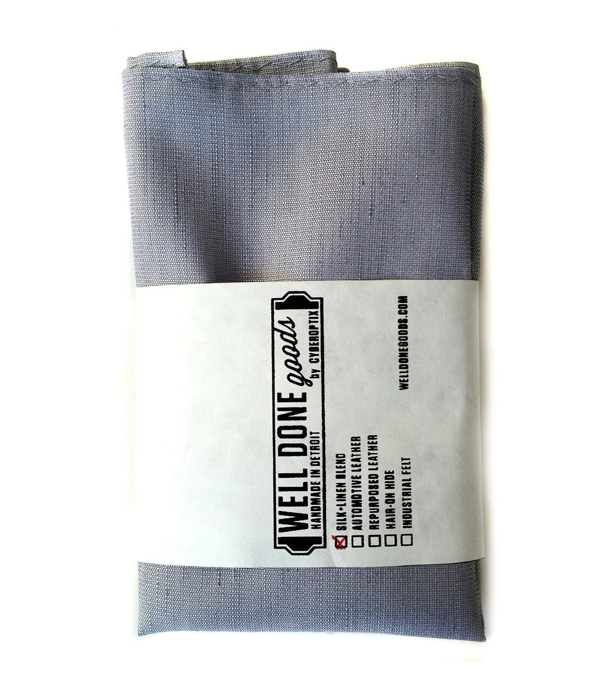 Light Gray Linen Pocket Square. Silver Solid Color, Woodward