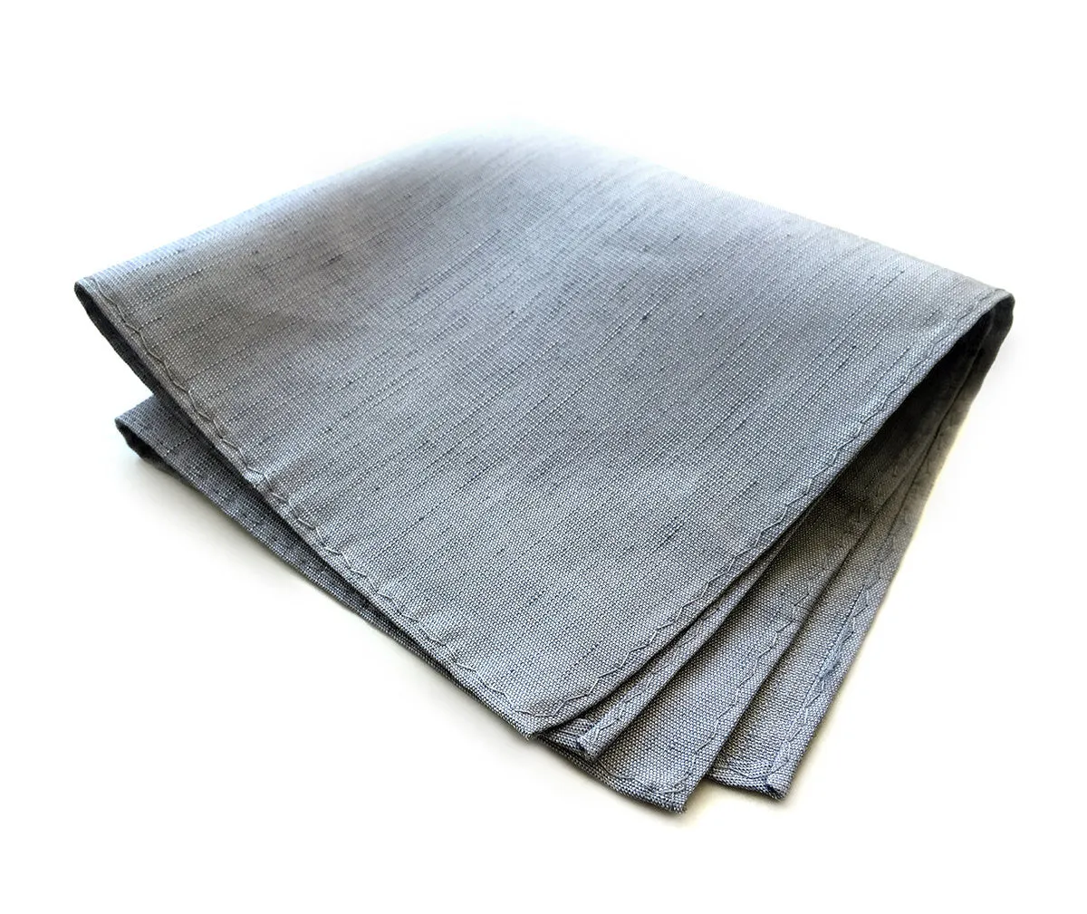 Light Gray Linen Pocket Square. Silver Solid Color, Woodward