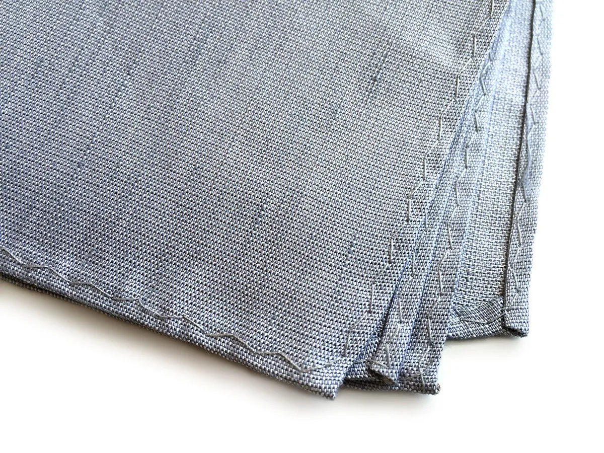 Light Gray Linen Pocket Square. Silver Solid Color, Woodward
