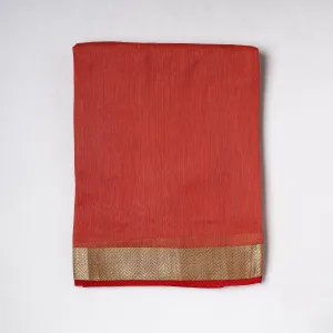 Orange - Traditional Chanderi Silk Handloom Precut Fabric (2.6 meter)