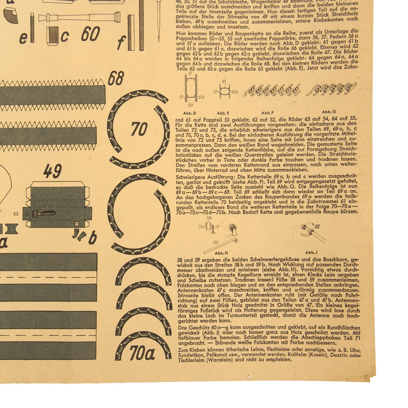 Original German WWII Unused Panzerkampfwagen II 1:20 Scale Paper Model Training Set by Dr. M. Matthiesen & Co. dated 1942 - 2 Build Sheets
