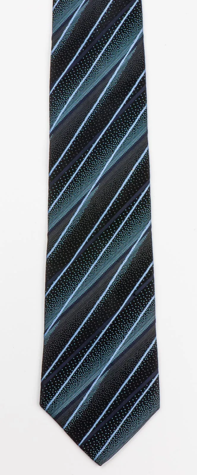 Pierre Cardin Men's Woven Silk Tie Blue Stripes On Black