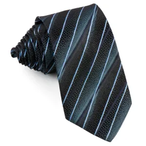 Pierre Cardin Men's Woven Silk Tie Blue Stripes On Black