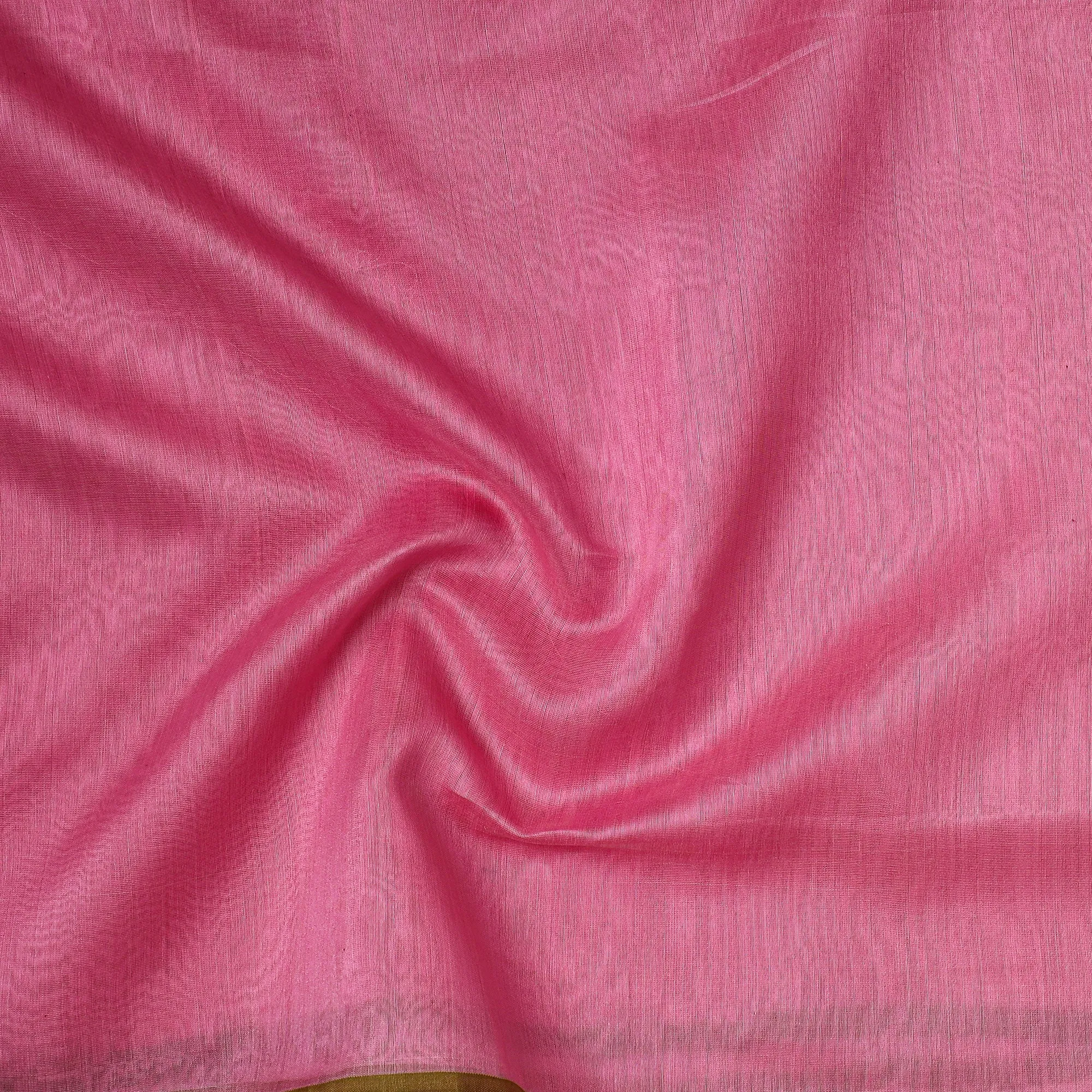 Pink - Traditional Chanderi Silk Handloom Precut Fabric (1.6 meter)