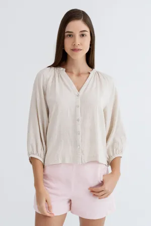 Quincy Peasant Sleeved Linen Blouse