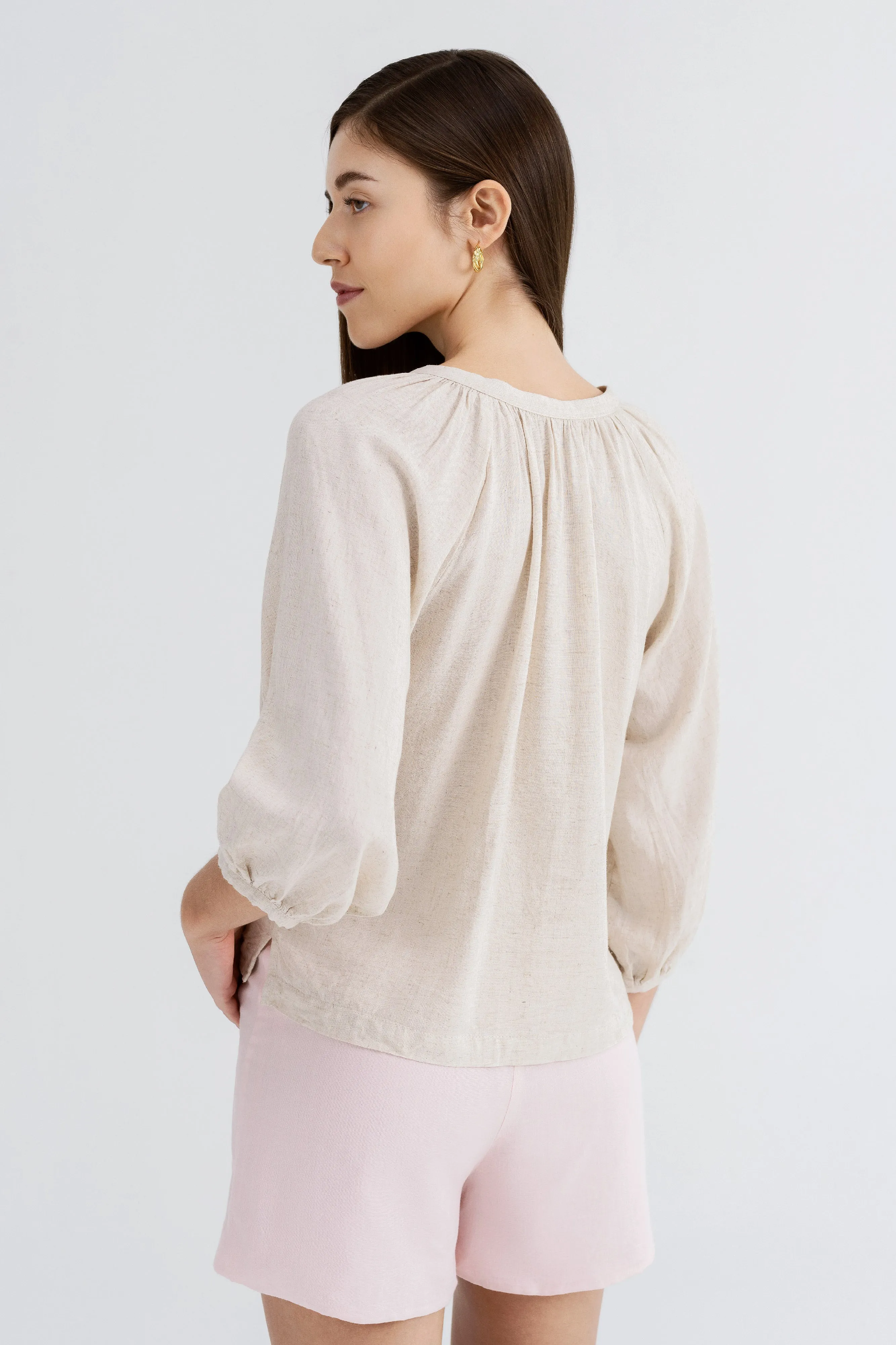 Quincy Peasant Sleeved Linen Blouse
