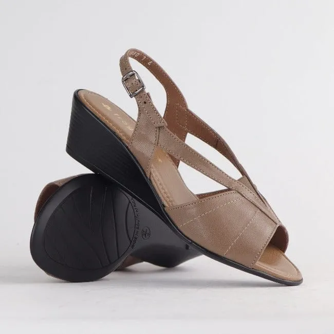 Slingback Wedge Sandal in Stone - 12393