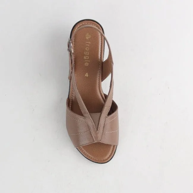 Slingback Wedge Sandal in Stone - 12393